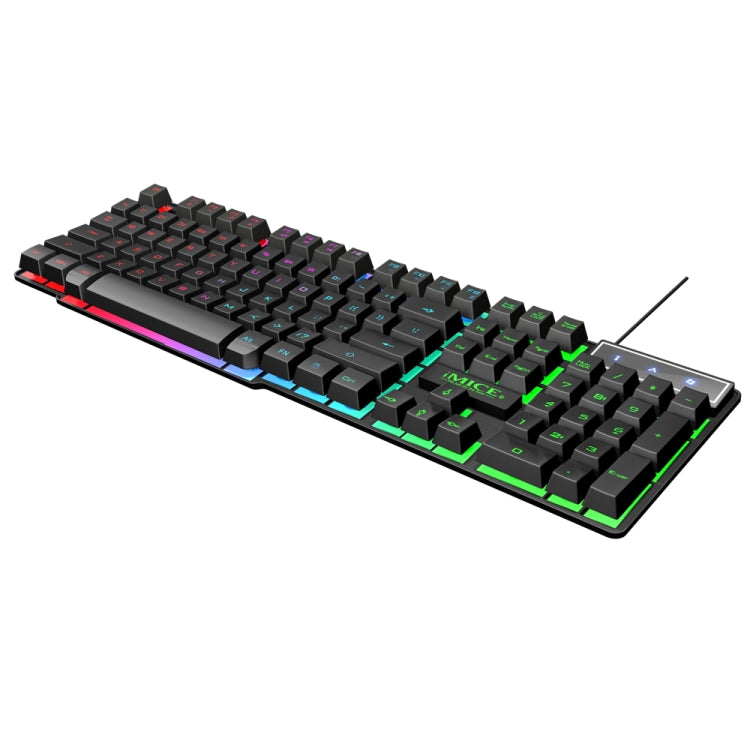 iMICE AK-600 Tastiera da gioco retroilluminata con tasti mobili USB cablata, Glow Backlit (Black)