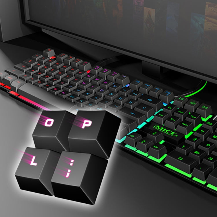 iMICE AK-600 Tastiera da gioco retroilluminata con tasti mobili USB cablata, Glow Backlit (Black)