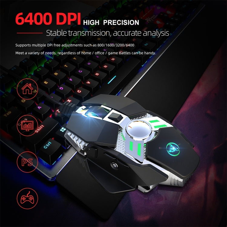 HXSJ J200 Mouse meccanico programmabile per e-sport cablato a 7 tasti con luce