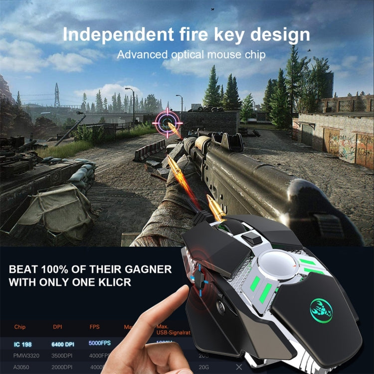 HXSJ J200 Mouse meccanico programmabile per e-sport cablato a 7 tasti con luce