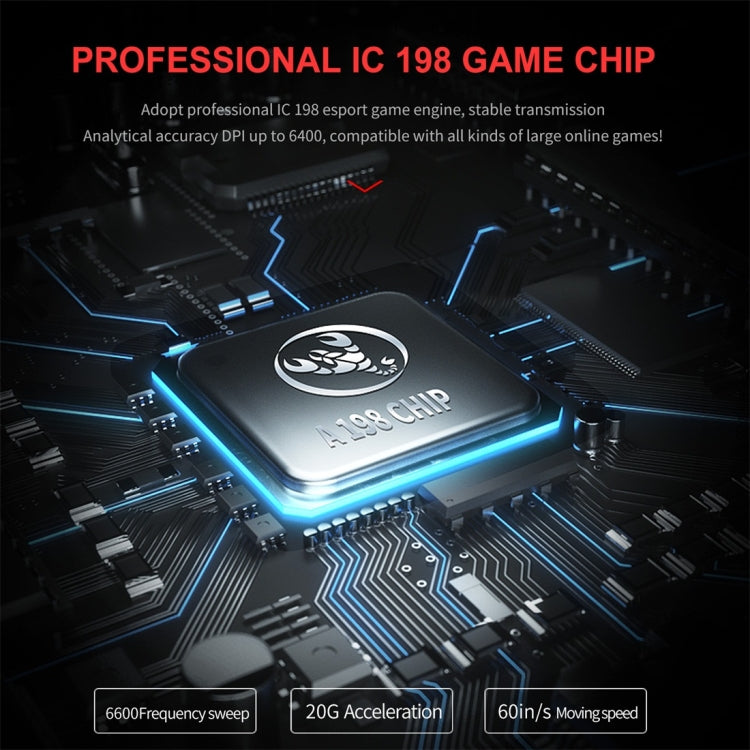 HXSJ J200 Mouse meccanico programmabile per e-sport cablato a 7 tasti con luce