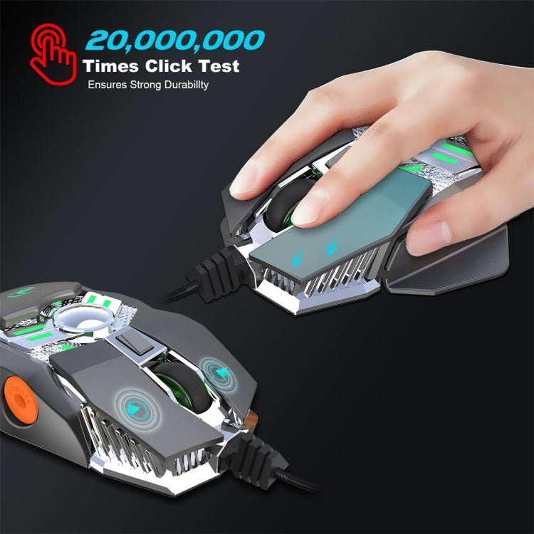 HXSJ J200 Mouse meccanico programmabile per e-sport cablato a 7 tasti con luce