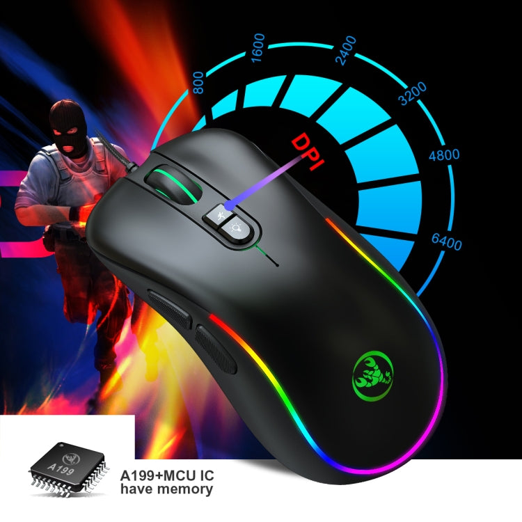 Mouse cablato da gioco programmabile con illuminazione RGB HXSJ J300 a 7 tasti, J300