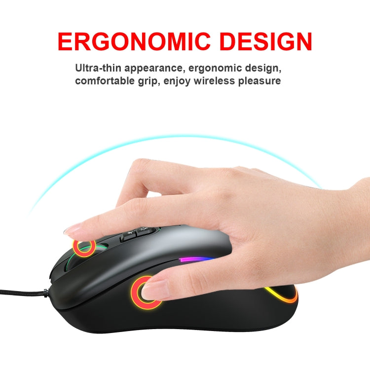 Mouse cablato da gioco programmabile con illuminazione RGB HXSJ J300 a 7 tasti, J300
