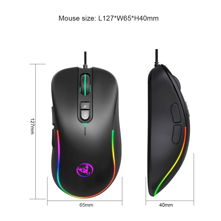 Mouse cablato da gioco programmabile con illuminazione RGB HXSJ J300 a 7 tasti, J300