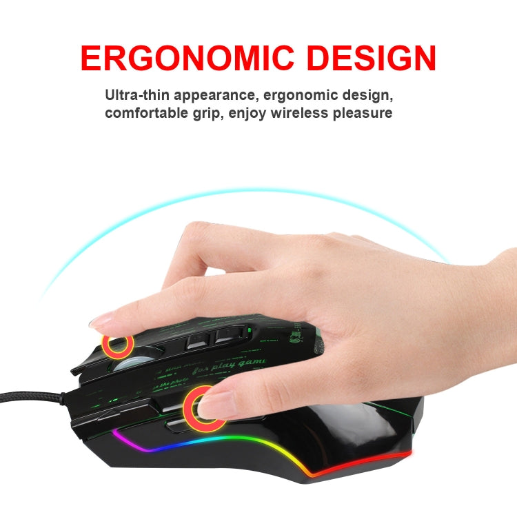 Mouse cablato da gioco con schermo programmabile RGB HXSJ J500 a 7 tasti, J500
