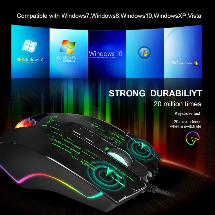 Mouse cablato da gioco con schermo programmabile RGB HXSJ J500 a 7 tasti, J500