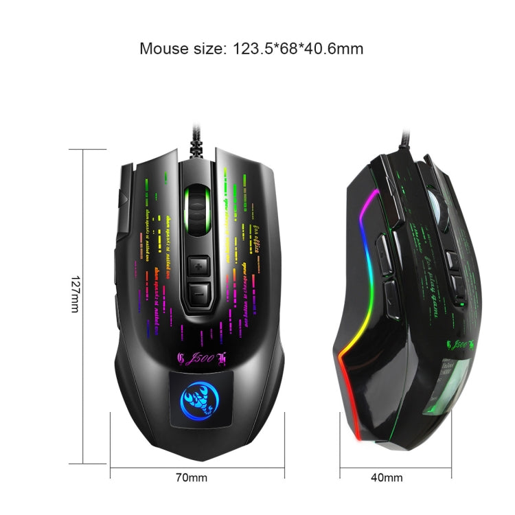 Mouse cablato da gioco con schermo programmabile RGB HXSJ J500 a 7 tasti, J500