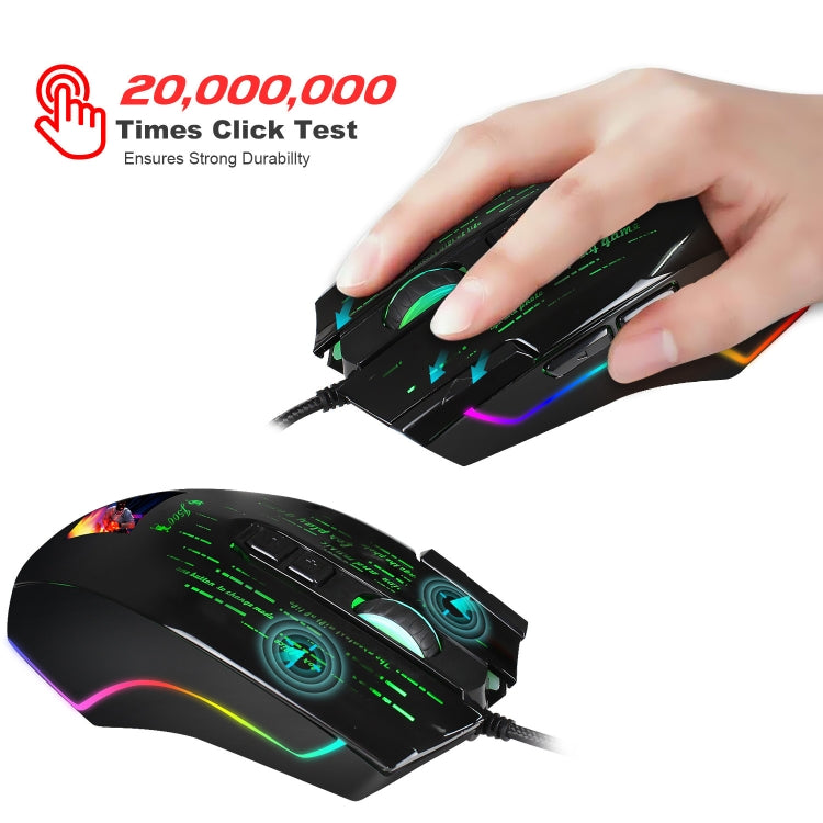 Mouse cablato da gioco con schermo programmabile RGB HXSJ J500 a 7 tasti, J500