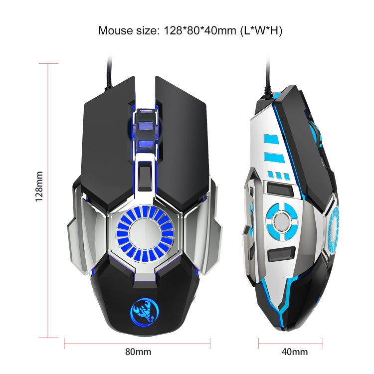 Mouse cablato per giochi e-sport programmabili con illuminazione colorata HXSJ J700, J700