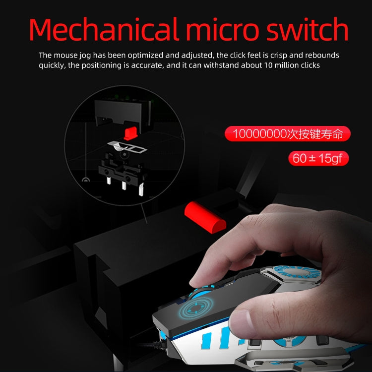 Mouse cablato per giochi e-sport programmabili con illuminazione colorata HXSJ J700, J700