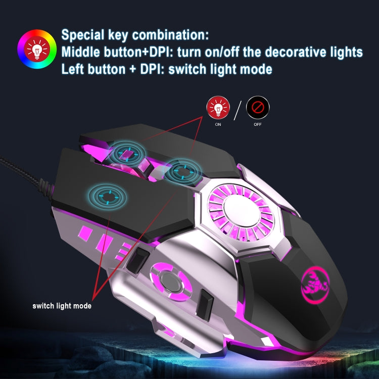 Mouse cablato per giochi e-sport programmabili con illuminazione colorata HXSJ J700, J700