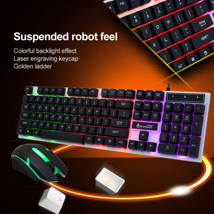 SHIPADOO D280 Tastiera a sospensione meccanica con retroilluminazione RGB cablata + kit mouse 3D per laptop, PC, RGB Backlight