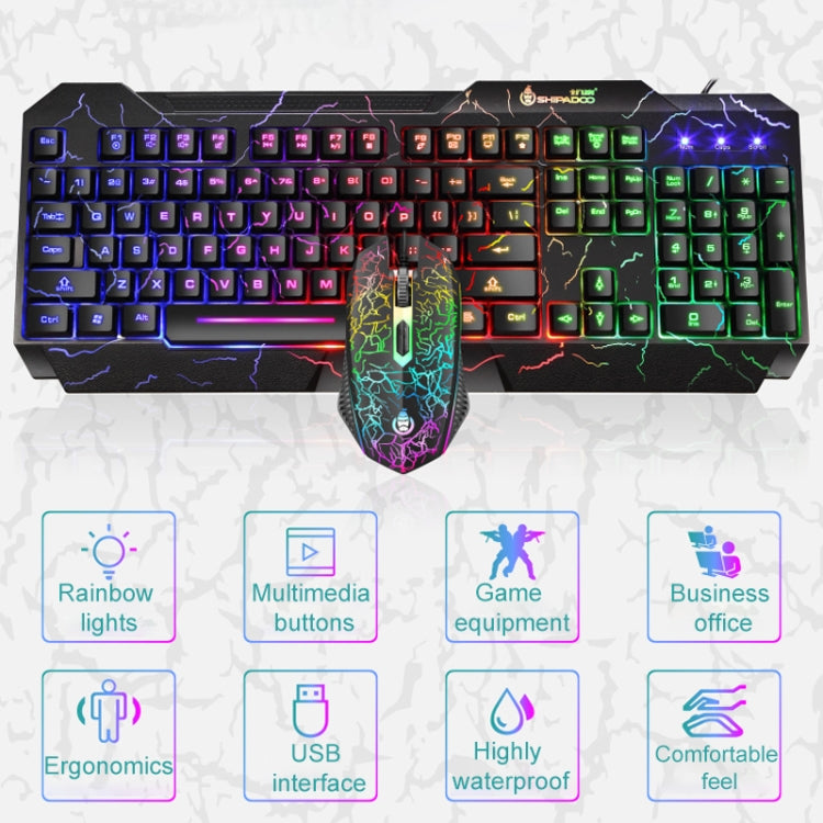 SHIPADOO D620 Kit mouse tastiera da gioco retroilluminato a colori RGB cablato a 104 tasti per laptop, PC