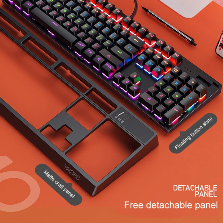 YINDIAO K300 USB Pannello staccabile Illuminazione meccanica Tastiera cablata da gioco con albero blu