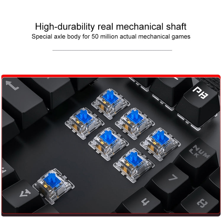 Tastiera da gioco meccanica USB YINDIAO ZK-3 cablata, stelo blu, Blue Shaft