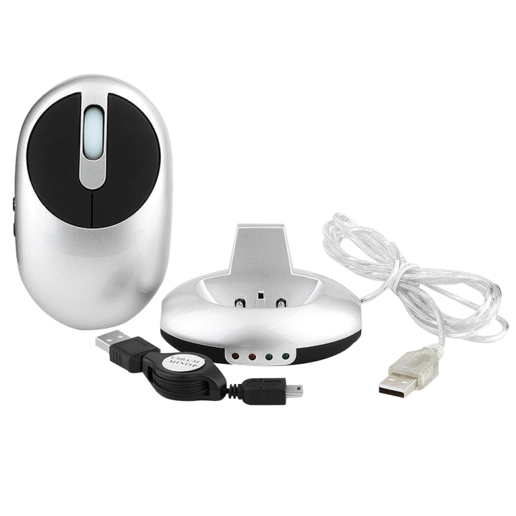 Mouse ottico wireless ricaricabile MZ-012 2.4G 1200 DPI con HUB USB a 3 porte/dock di ricarica