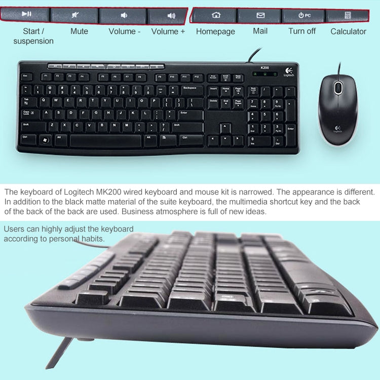 Set tastiera e mouse cablati Logitech MK200