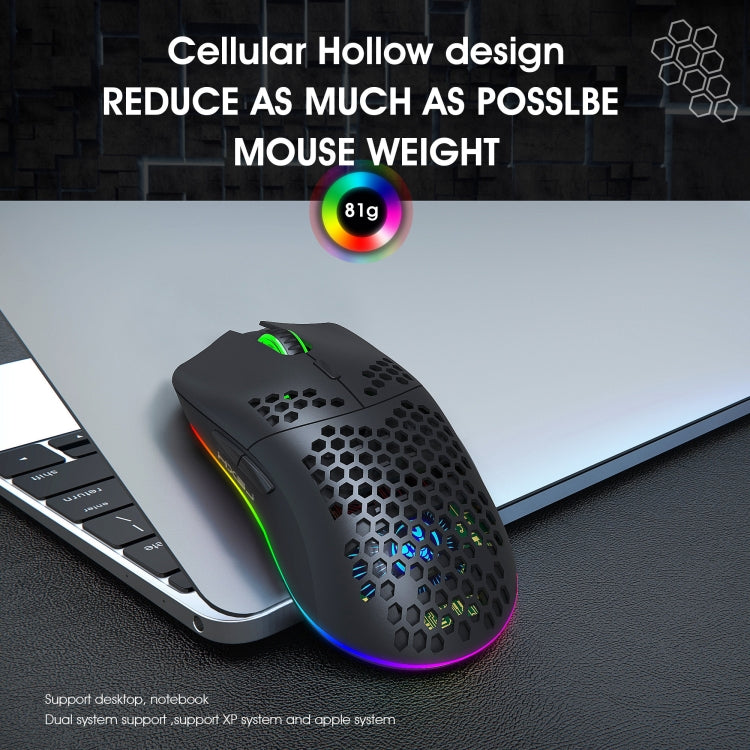 Mouse wireless da gioco programmabile con illuminazione colorata HXSJ T66 a 7 tasti, T66(White), T66(Black)