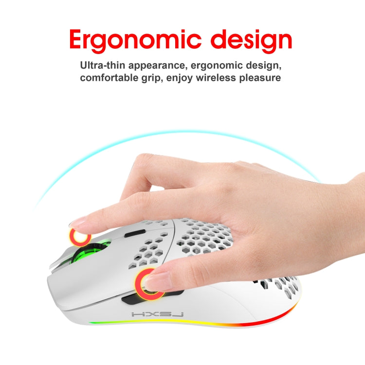 Mouse wireless da gioco programmabile con illuminazione colorata HXSJ T66 a 7 tasti, T66(White), T66(Black)