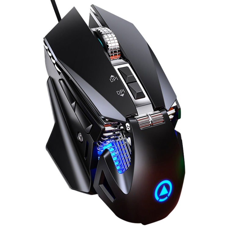 YINDIAO G10 7200 DPI 7 modalità regolabili 7 tasti RGB luce cablata metallo meccanico hard core mouse macro, stile: versione audio