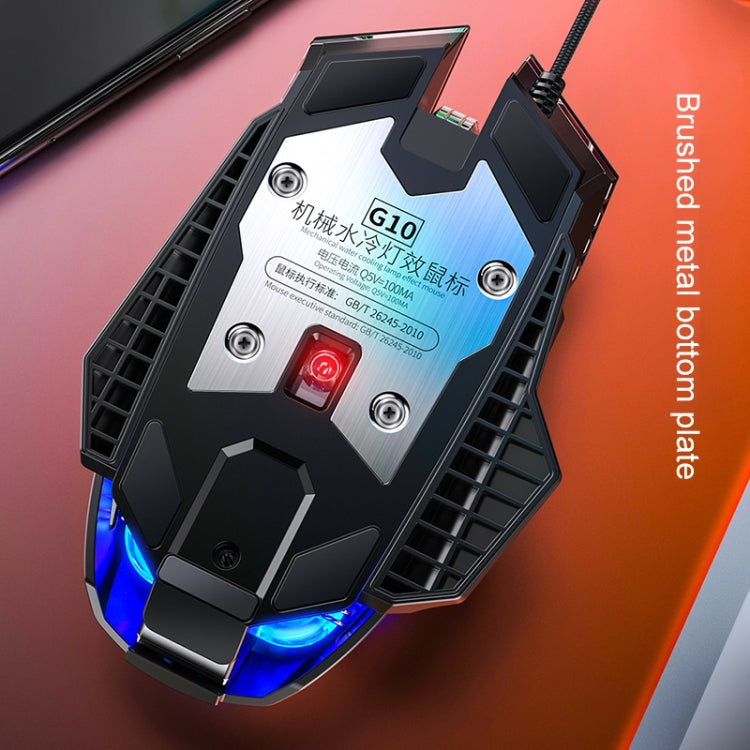 YINDIAO G10 7200 DPI 7 modalità regolabili 7 tasti RGB luce cablata metallo meccanico hard core mouse macro, stile: versione audio