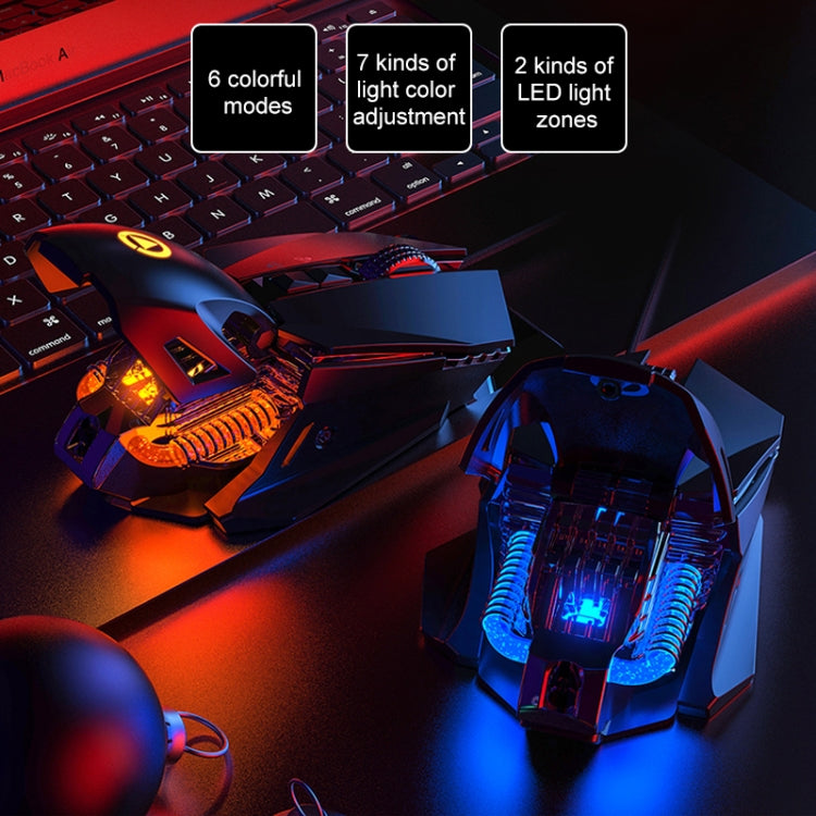 YINDIAO G10 7200 DPI 7 modalità regolabili 7 tasti RGB luce cablata metallo meccanico hard core mouse macro, stile: versione audio
