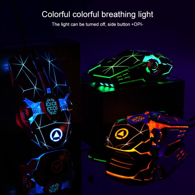Mouse meccanico da gioco cablato con luce RGB regolabile a 4 modalità YINDIAO 3200 DPI, stile: versione silenziosa, Style: Silent Version