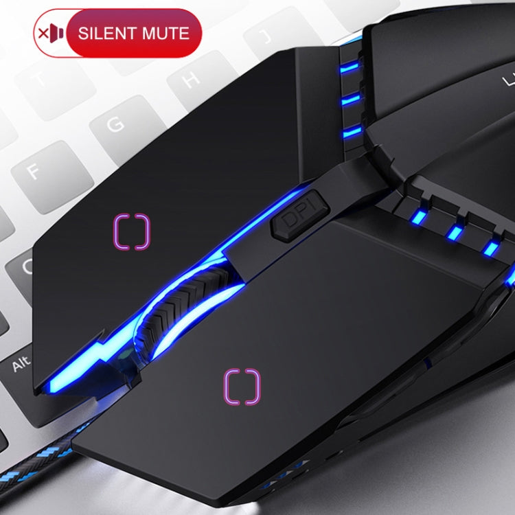 Mouse cablato meccanico muto USB da ufficio a 6 tasti YINDIAO, Mute Mouse(Black)