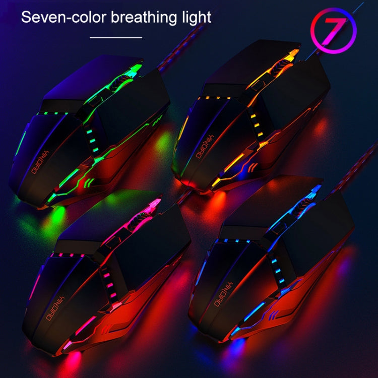 Mouse cablato meccanico muto USB da ufficio a 6 tasti YINDIAO, Mute Mouse(Black)