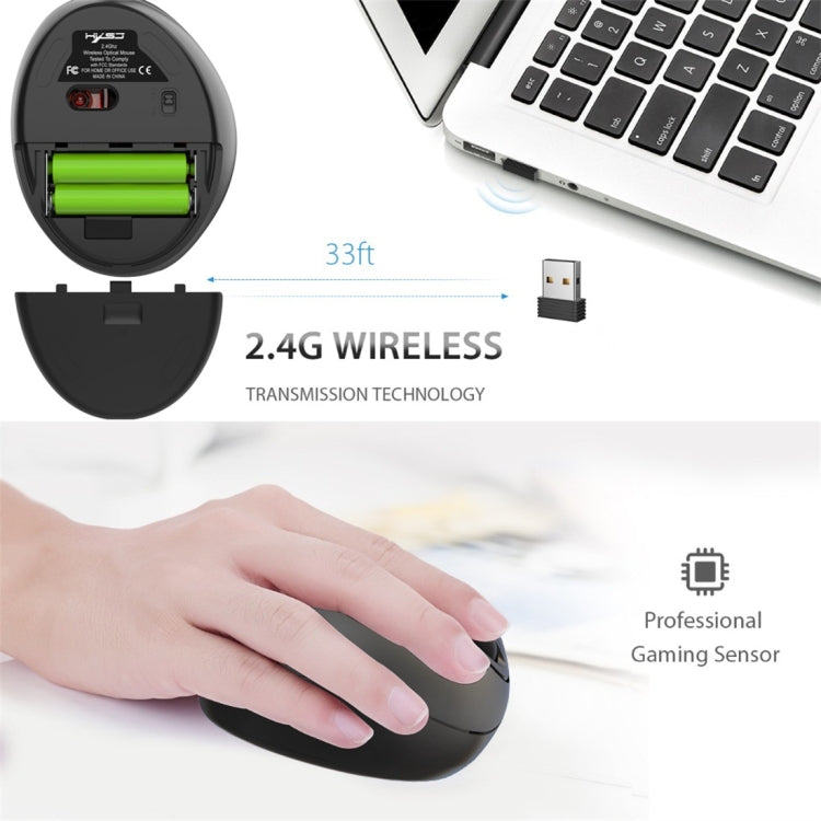Mouse ottico wireless ergonomico per notebook HXSJ T33 da 2,4 GHz