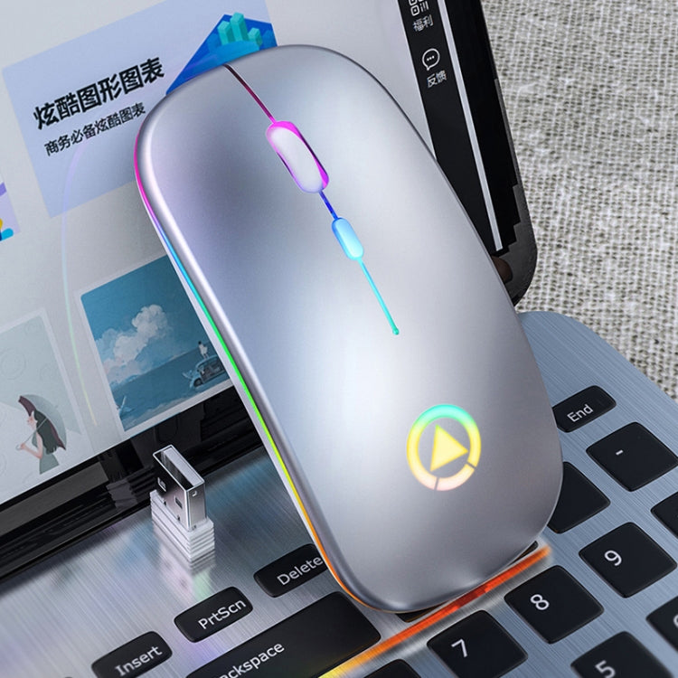 Mouse silenzioso wireless ricaricabile con luce RGB regolabile a 3 modalità YINDIAO A2 da 2,4 GHz 1600 DPI, Rechargeable ver.