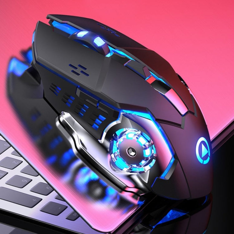 YINDIAO A4 2.4GHz 1600DPI Mouse da gioco silenzioso wireless ricaricabile regolabile in 3 modalità (Grigio Argento), Black Silver