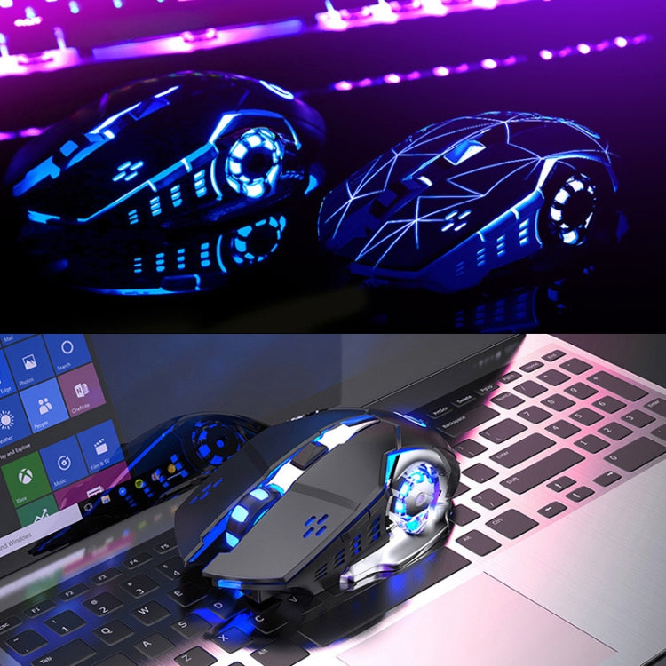 YINDIAO A4 2.4GHz 1600DPI Mouse da gioco silenzioso wireless ricaricabile regolabile in 3 modalità (Grigio Argento), Black Silver