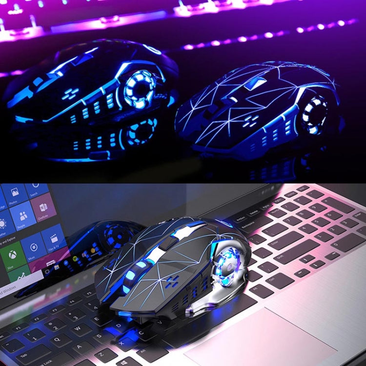 Mouse da gioco silenzioso wireless ricaricabile regolabile YINDIAO A4 2,4 GHz 1600 DPI (nero stella), Star Black