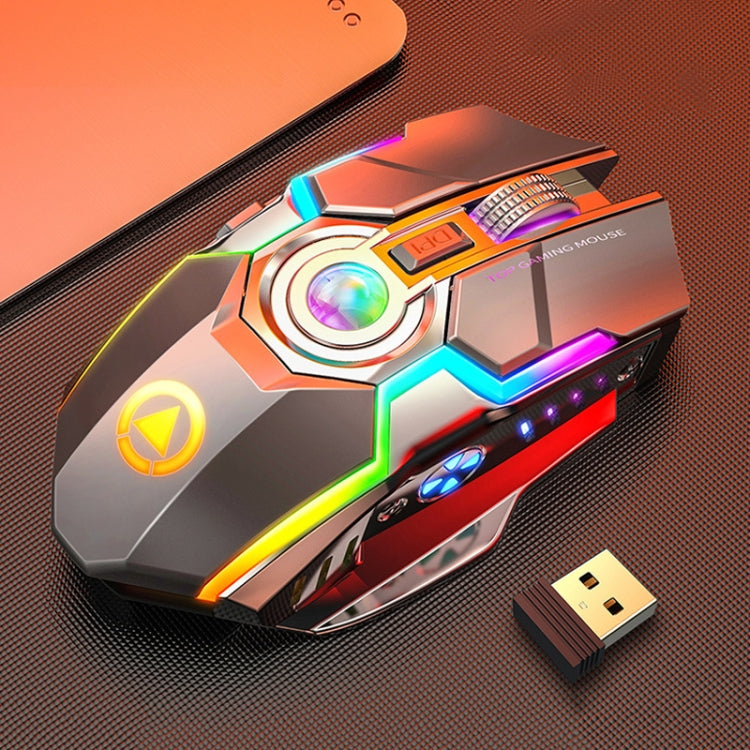 YINDIAO A5 Mouse da gioco silenzioso wireless con luce RGB ricaricabile a 3 modalità da 2,4 GHz 1600 DPI