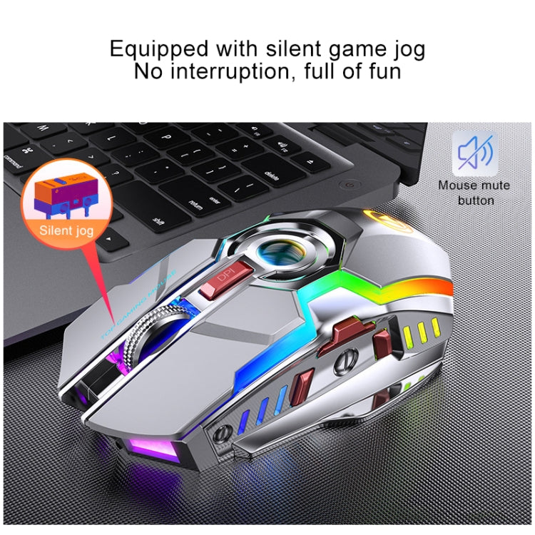 YINDIAO A5 Mouse da gioco silenzioso wireless con luce RGB ricaricabile a 3 modalità da 2,4 GHz 1600 DPI