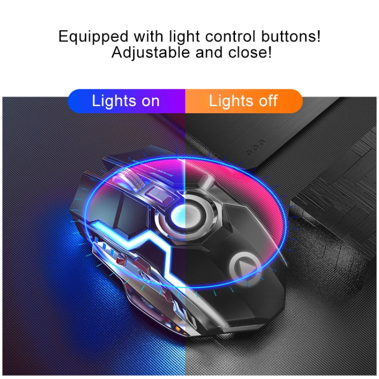 YINDIAO A5 Mouse da gioco silenzioso wireless con luce RGB ricaricabile a 3 modalità da 2,4 GHz 1600 DPI