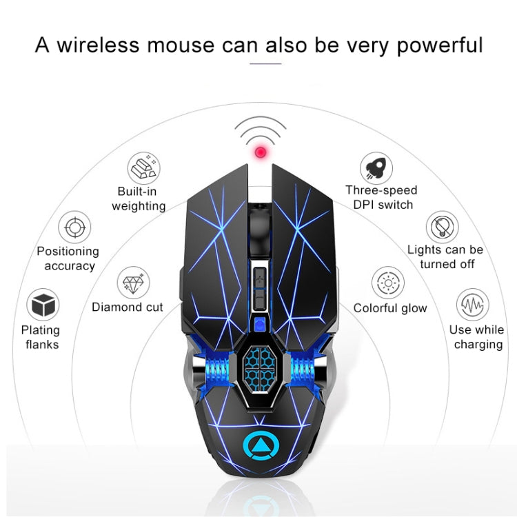 Mouse da gioco silenzioso wireless ricaricabile con luce RGB ricaricabile a 7 tasti YINDIAO A7 da 2,4 GHz 1600 DPI