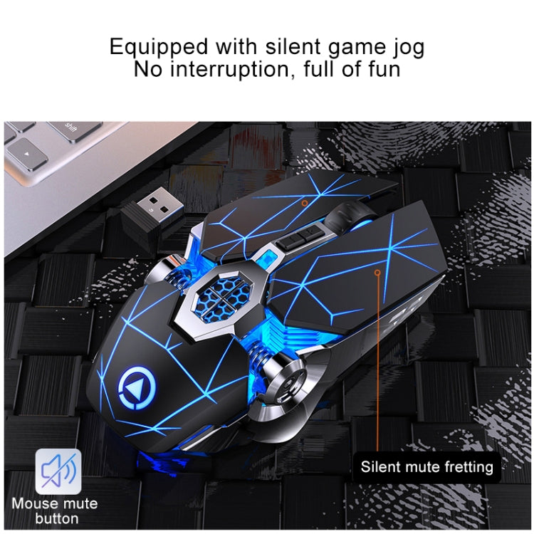 Mouse da gioco silenzioso wireless ricaricabile con luce RGB ricaricabile a 7 tasti YINDIAO A7 da 2,4 GHz 1600 DPI