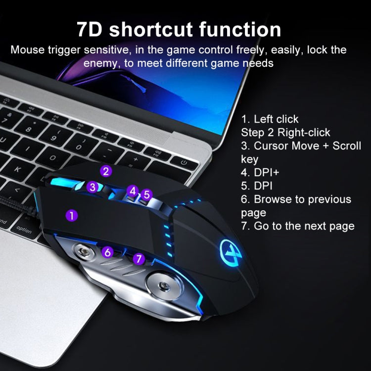 Mouse da gioco cablato con luce RGB regolabile a 7 tasti YINDIAO G3PRO 3200 DPI a 4 modalità, GM20 Black, GM20 White