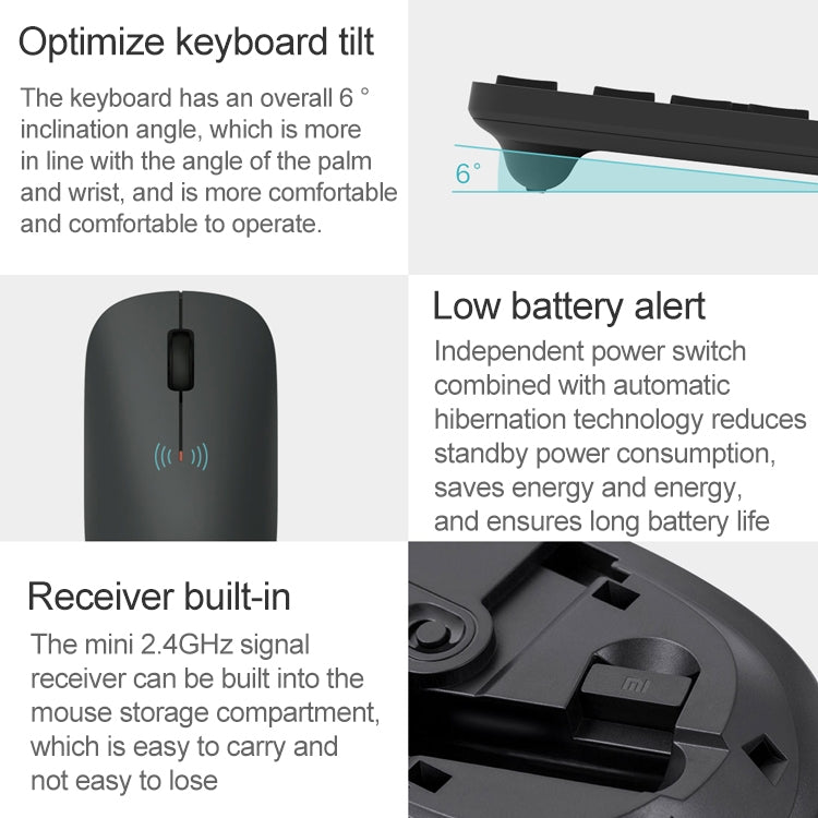 Set tastiera e mouse wireless originale Xiaomi da 2,4 GHz per laptop desktop