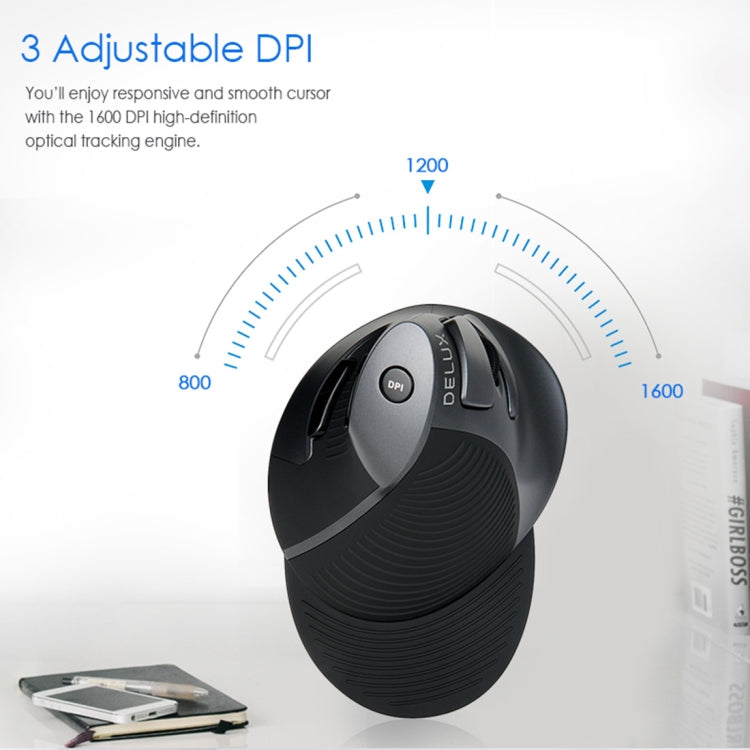 Mouse verticale ergonomico wireless DELUX M618GX Mouse ottico 1600 DPI, M618GX