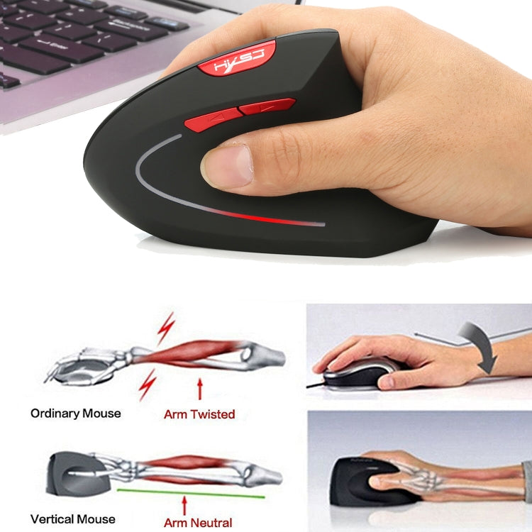 HXSJ T24 Mouse ergonomico verticale wireless a 6 pulsanti 2400 DPI 2.4G con ricevitore USB, 6 Buttons T24 Black, 6 Buttons T24 Grey