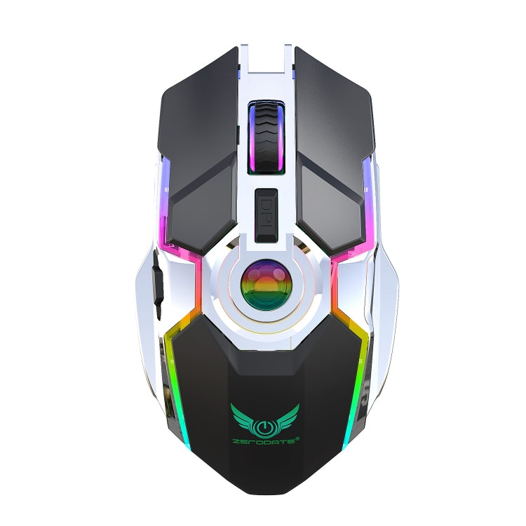 Mouse ottico wireless con retroilluminazione RGB regolabile a tre velocità ZERODATE T30 da 2,4 GHz 2400 DPI, T30 Black, T30 White