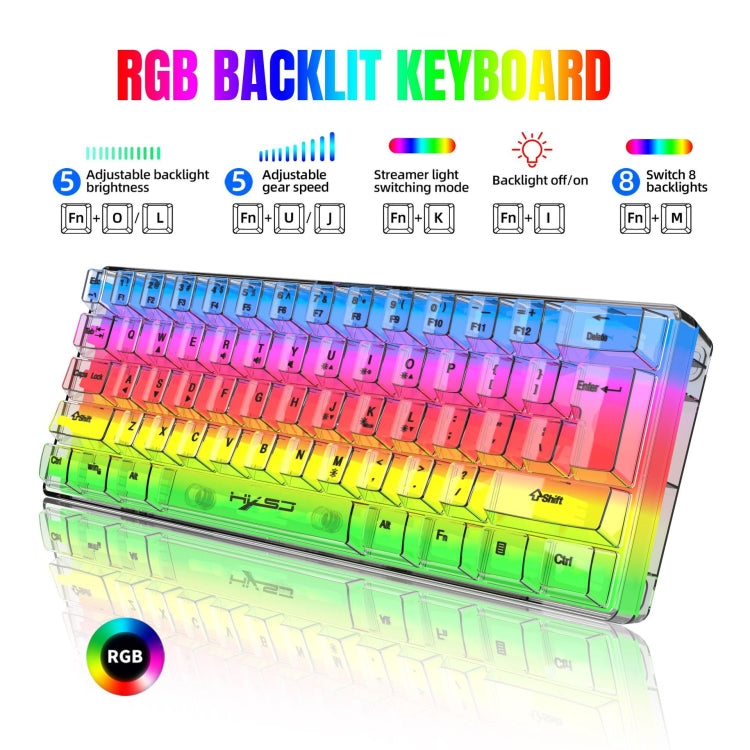 HXSJ V700T Tastiera meccanica retroilluminata RGB a membrana cablata a 61 tasti, V700T