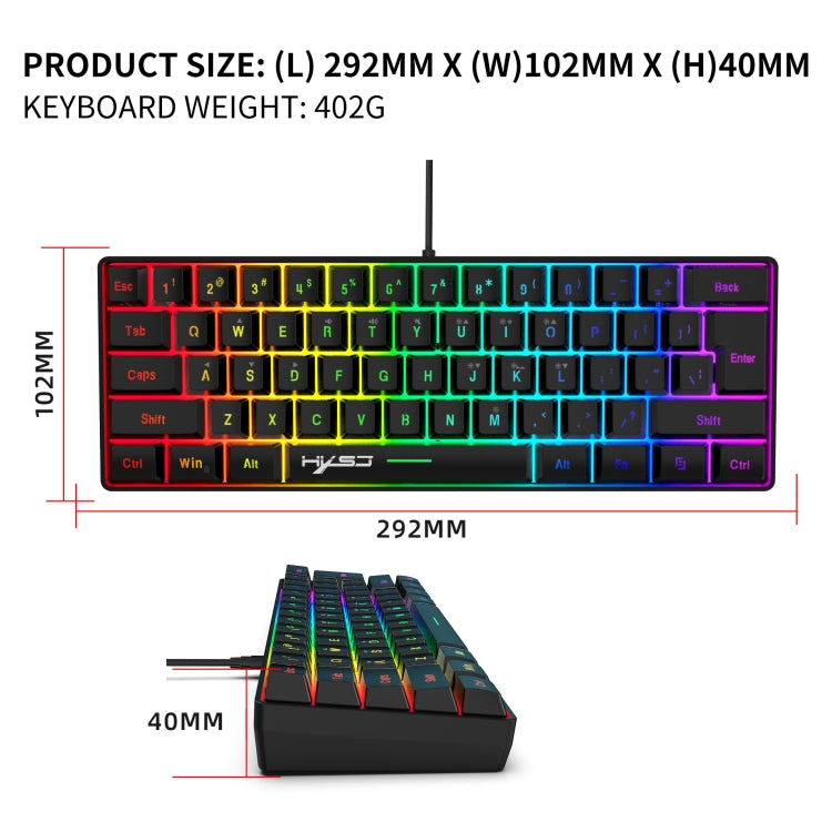 HXSJ V700B+A867 Set tastiera e mouse retroilluminati RGB cablati, V700B+A867