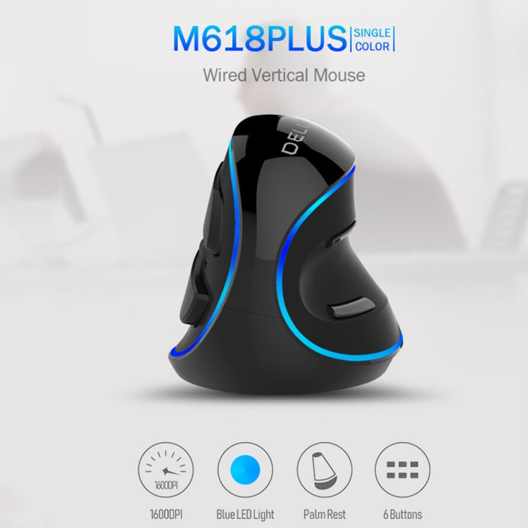 DELUX M618 Plus Mouse ottico cablato versione blu Mouse verticale ergonomico 1600 DPI, 1600DPI Wired