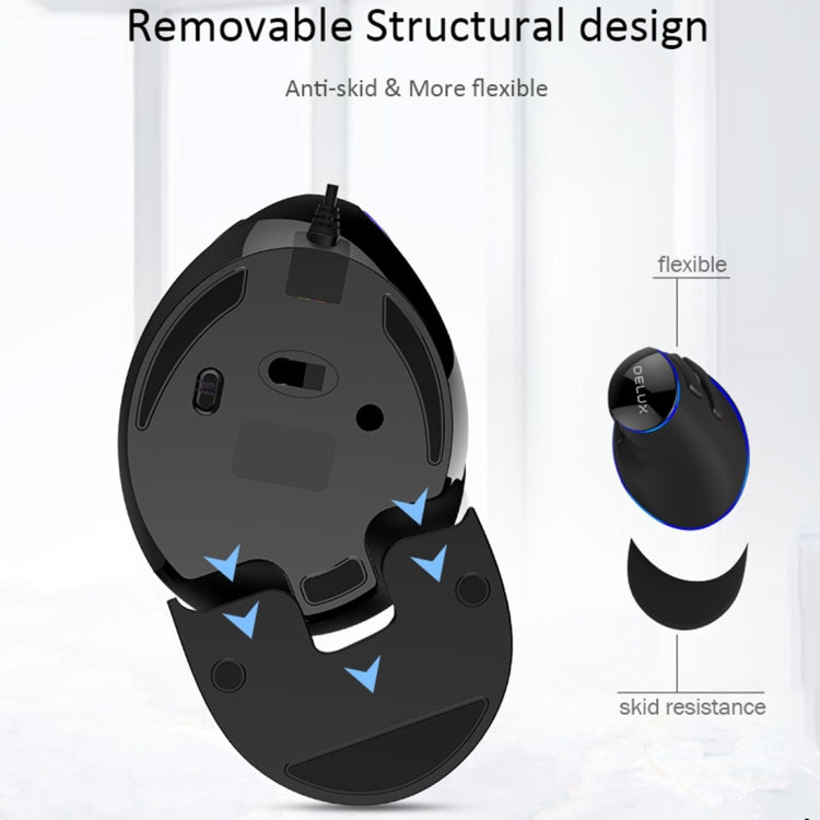 DELUX M618 Plus Mouse ottico cablato versione blu Mouse verticale ergonomico 1600 DPI, 1600DPI Wired
