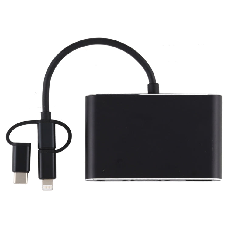 Convertitore adattatore per lettore schermo HD 3 in 1 8 pin + micro USB + da tipo C a AV + HDMI + VGA 15 pin con audio